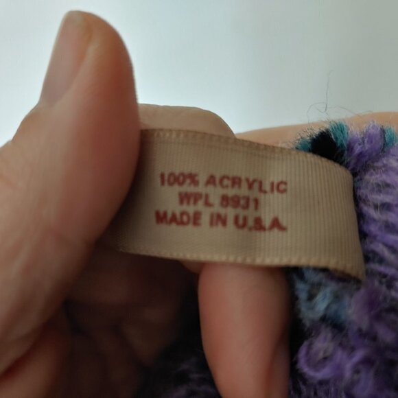 Aris Fair Isle Knit Hat Vintage Beanie One Size Boho Purple Stretch Made in USA - Picture 4 of 8